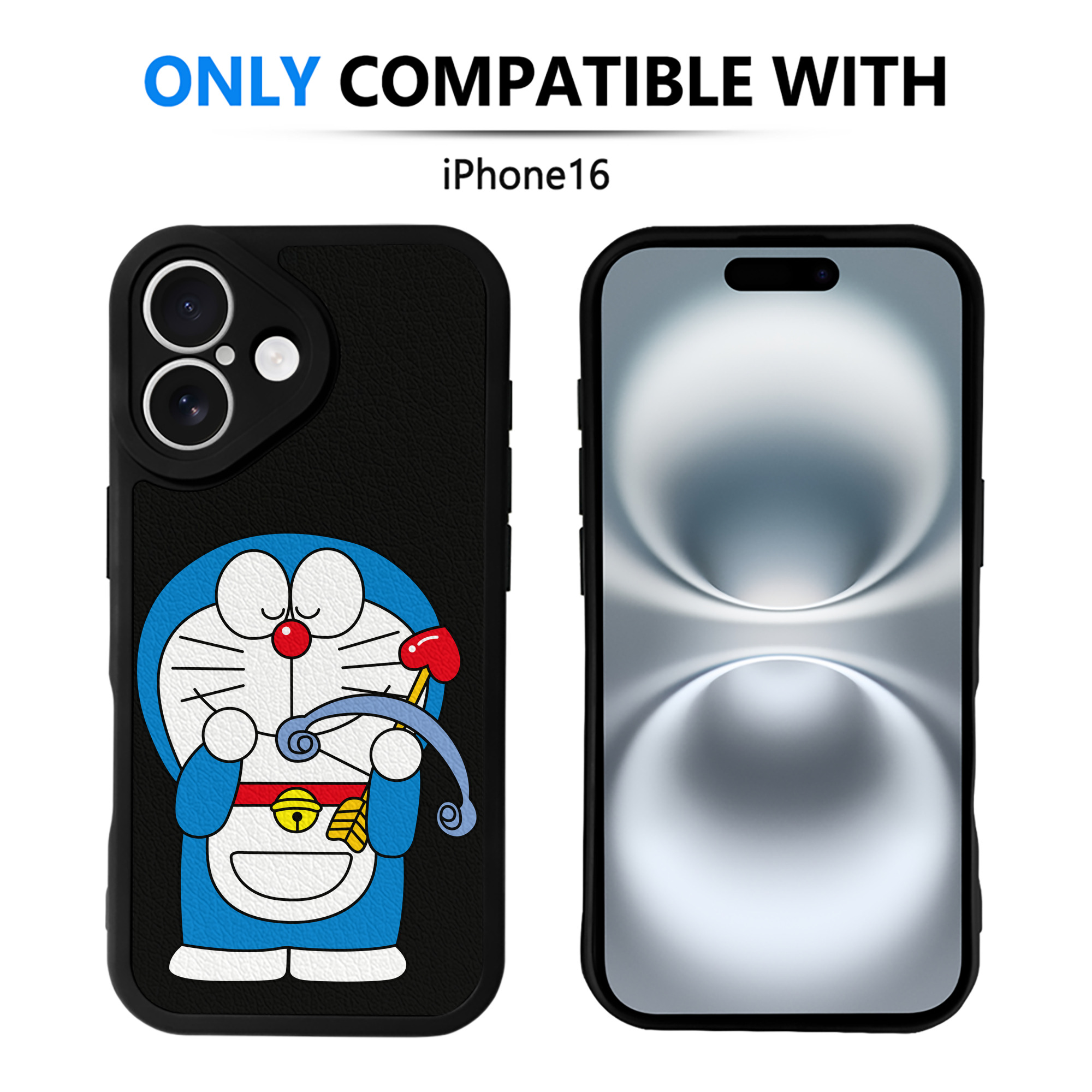 （画像用） ドラえもん Doraemon 【iPhone 16シリーズ対応】シリコンスマホケース（レザー調） 材質：シリコン